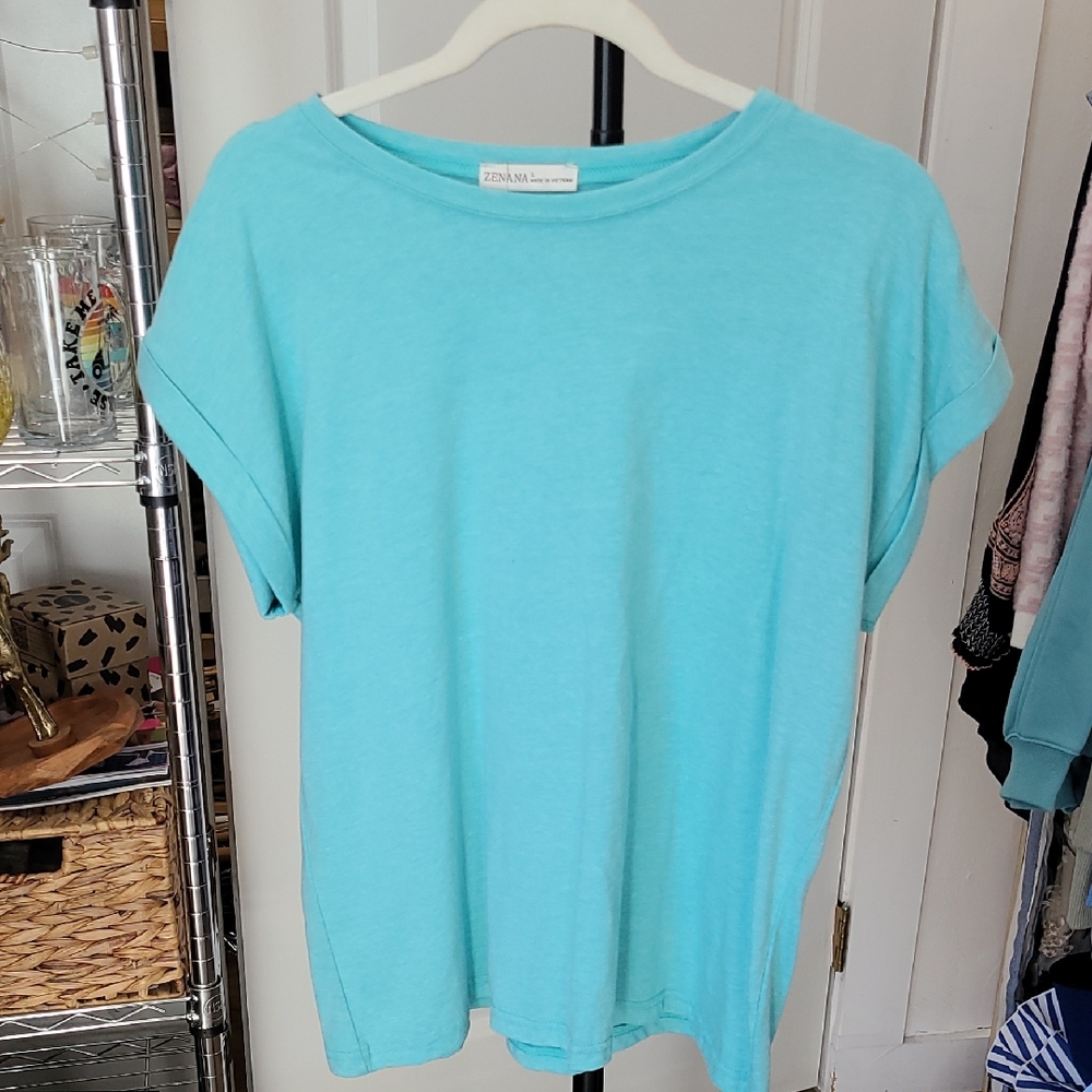 Zenana Outfitters Turquoise Short Sleeve Tee - Relaxed Women's Top